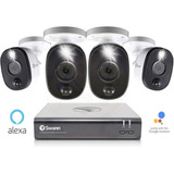 Swann Sistema De Seguridad 8 X 4 Cámaras Con Luz, 2k, Alexa