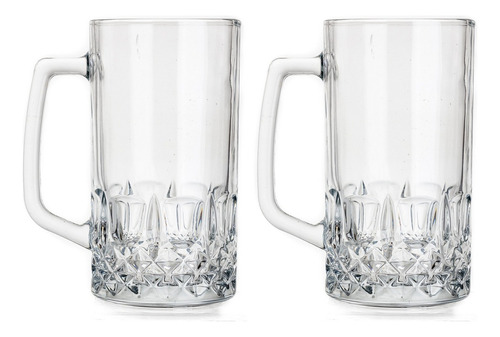 Set 2pz Tarro Cervecero Vaso Diamante Cerveza Vidrio 600 Ml