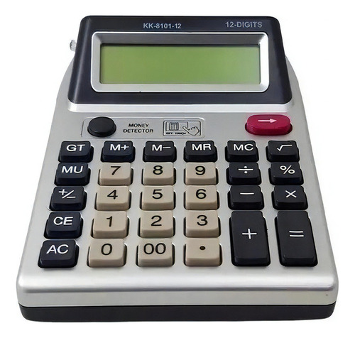 Calculadora Elétrica Com Doze Dígitos Testa Dinheiro Falso Cor Cinza