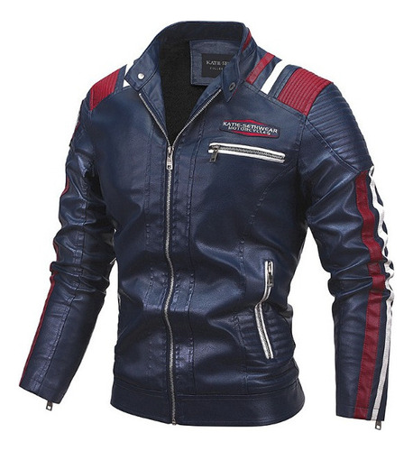 Chaqueta Polar De Moto Con Parches De Colores Biker