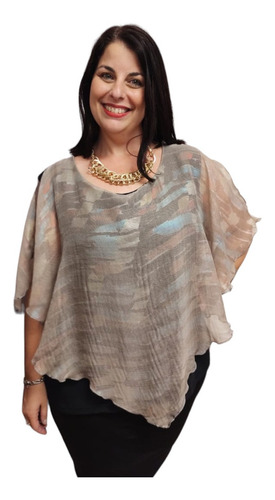 Blusa Fiesta/noche Seda Fria/gasa Talles Grandes/especiales