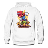 Buzo Mario Bros Unisex Saco Deportivo Blanco Hoodie