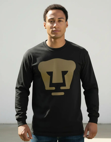 Playera Hombre Pumas Logo Dorado Manga Larga | Meses sin interés