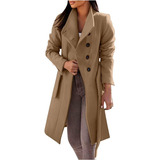 Casaco De Lã Feminino Trench Coat Plus Size Casaco Quente De