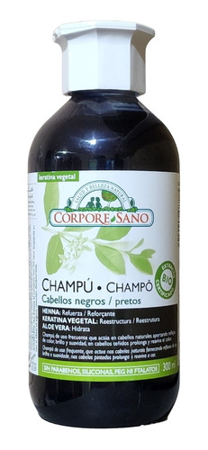 Shampoo Henna Para Cabellos Negros, Corpore Sano 300 Ml