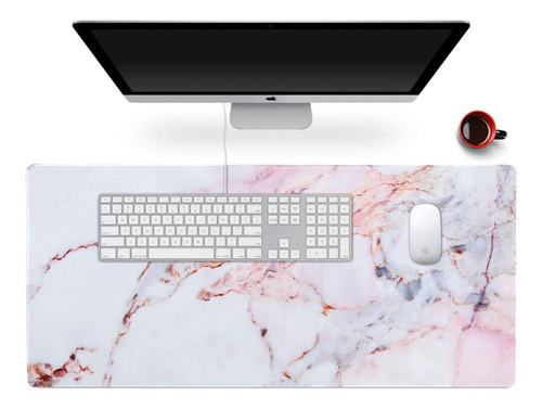 Mousepad Rectangular De 35 X16  Para Oficina | Marmol Rosa