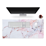 Mousepad Rectangular De 35 X16  Para Oficina | Marmol Rosa