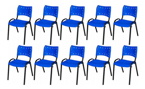 Kit 10 Cadeira Iso Base Preto Cores Variadas 