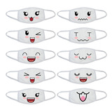 10 Cubrebocas Anime Kawaii Reutilizable Face Mask Impreso
