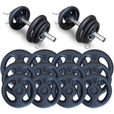 Kit Com Barras E 24kg  De  Anilhas - Fitness Prado