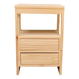 Mesa De Luz Moderna 2 Cajones Madera Dormitorio 60cm