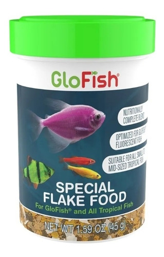 Tetra Glofish Hojuela 45 Gr Peces Fluorescentes Y Tropicales