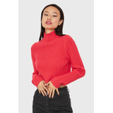 Sweater Crop Cuello Alto Coral Nicopoly