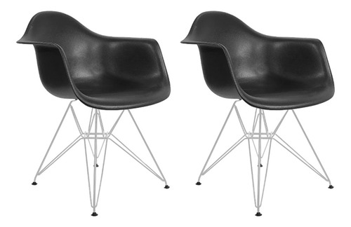 Kit 2 Poltronas Eames Eiffel Com Braço Daw Ferro Branco