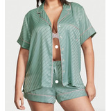 Pijama Victoria Secrets Cetim Modelo Clássico Curto Verde
