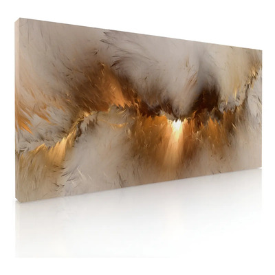 Cuadro Decorativo Abstracto Para Sala Comedor Nubes Doradas Color Canvas Armazón Bastidor | Meses sin interés