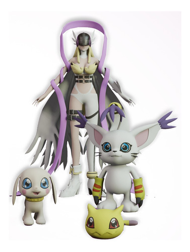 Angewomon E Digievoluções (gatomon/tailmon) Digimon  4 Unid.
