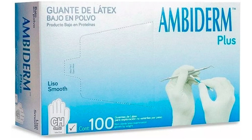 Guante No Esteril Liso Ambiderm Blanco