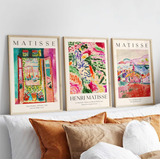 Set De 3 Cuadros Matisse Con Vidrio Abstractos Obras De Arte