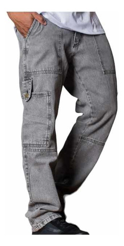 Jean Mom Cargo Pantalón Algodón Rígido Edo