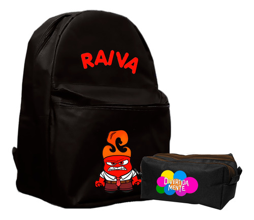 Kit Mochila+estojo Escolar Emoção Raiva Divertidamente Filme