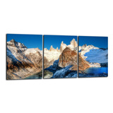 Cuadro Triptico Montañas Cordillera De Los Andes 90x40cm