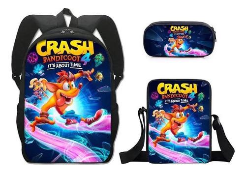 Funda Tipo Mochila Crash Bandicoot De 3 Piezas