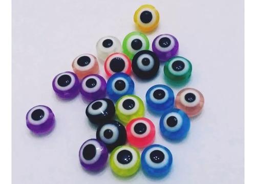 50 Ojos Turcos Colores Surtidos Planos De 8mm. Myfjoyas 