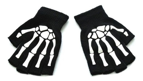 Guantes Unisex De Medio Dedo Con Calavera Esqueleto Para Hal