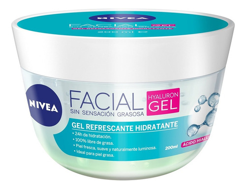 Gel Facial Nivea Cuidado Facial Con Ácido Hialurónico 200ml