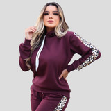 Conjunto Moletom Feminino Agasalho De Frio Calça + Blusa M G