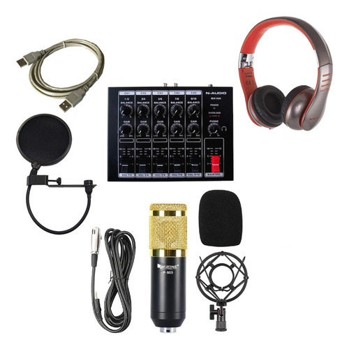 Combo Mixer + Microfono + Antipop + Auricular Liqm# Prm