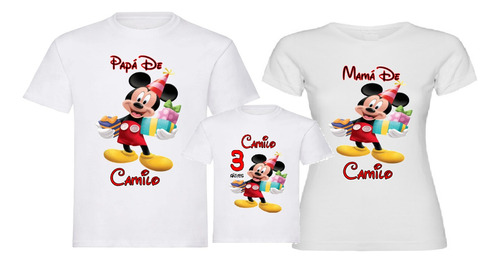 Camisetas Mickey Mouse Camisetas Familia Set X3 Personalizad