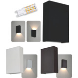 Kit 2 Arandela Parede Slim 1 Facho Externa 12cm + Led G9 5w