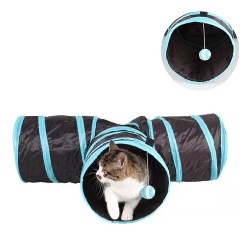 Brinquedo Túnel Dobrável Para Gato 3 Saídas Em Formato T 