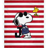 Peanuts Joe   Snoopy Woodstock Flag  Manta De Forro Pol...