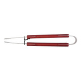 Pegador Para Carne Churrasco Grande Aço Inox E Madeira 44 Cm