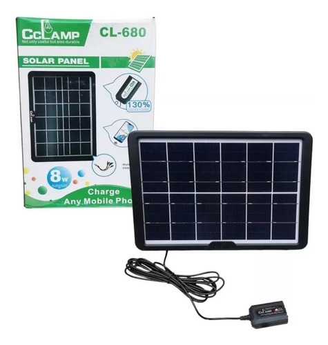 Panel Solar Cargador Celular 8w 6v Energía Solar Cl-680 Colo Color Negro