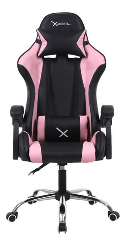 Silla Gamer Reclinable Ergonomica Ajustable Xzeal 115kg Rosa Material Del Tapizado Cuero Sintético