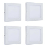 Pack 4 Plafon Foco Led Sobrepuesto Cuadrado 18w