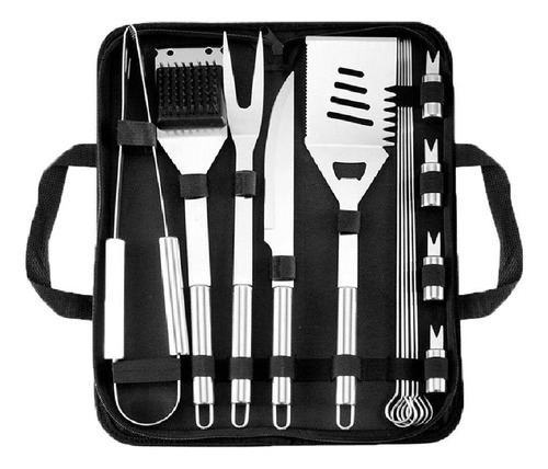 Kit Churrasco Inox Maleta Premium Churrasqueiro Profissional