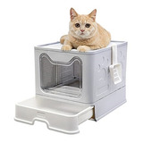 Caja De Arena Grande Para Gatos Plegable Con Tapa De Entrada