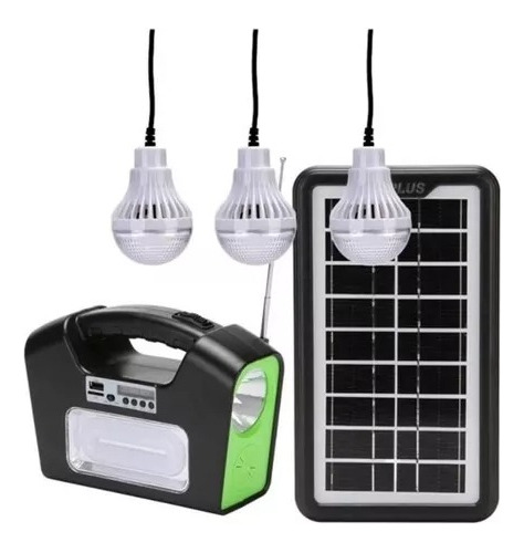 Kit Solar Camping Ampolletas Led Fm Rádio Bluetooth Mp3 Gd16