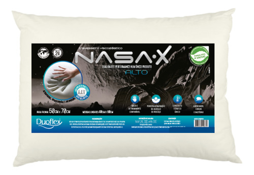 Travesseiro Nasa-x Alto 50x70 Ns3109 Viscoelástico - Duoflex