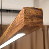 Lampara Colgante Lineal De Techo 160cm Led Madera Laurel