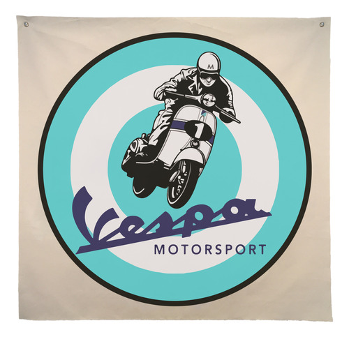 Tapiz Decorativo Algodon Crudo 1x1 Impresion Motos Vespa