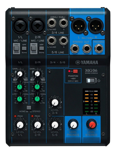 Mesa De Som Analógica Mixer 6 Canais Yamaha Mg06