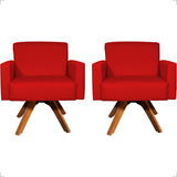 Kit 2 Poltronas Decoratiivas Para Sala De Estar Suede Cores Cor Vermelho Desenho Do Tecido Suede Liso