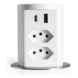 Torre Multiplug 2 Tomadas + 2usb (a+c) + Indução Grafite