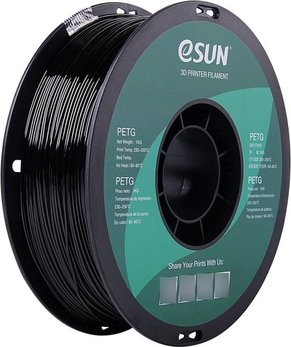 Filamento Esun Petg 1kg 1.75mm Impresora 3d Solid Black